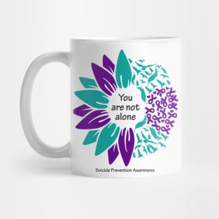 Suicide Prevention: You are not alone, black type Mug